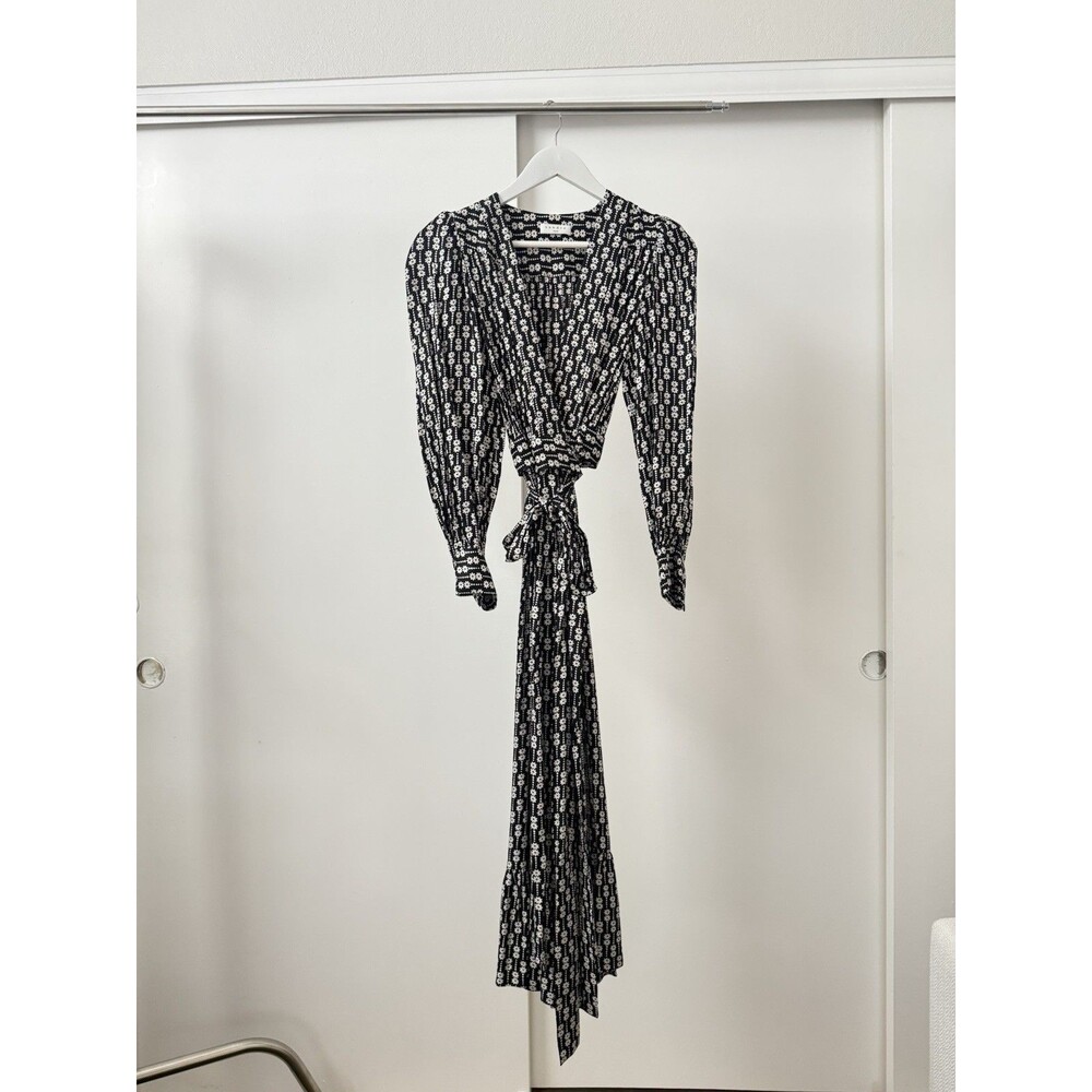 Sandro Black And White Printed Wrap Dress